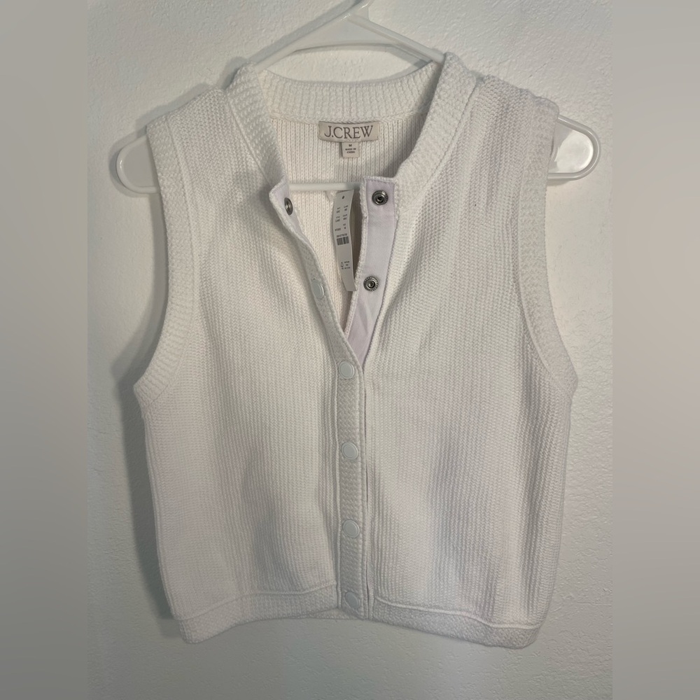 J. Crew white Cropped button-up sweater shell, Size M